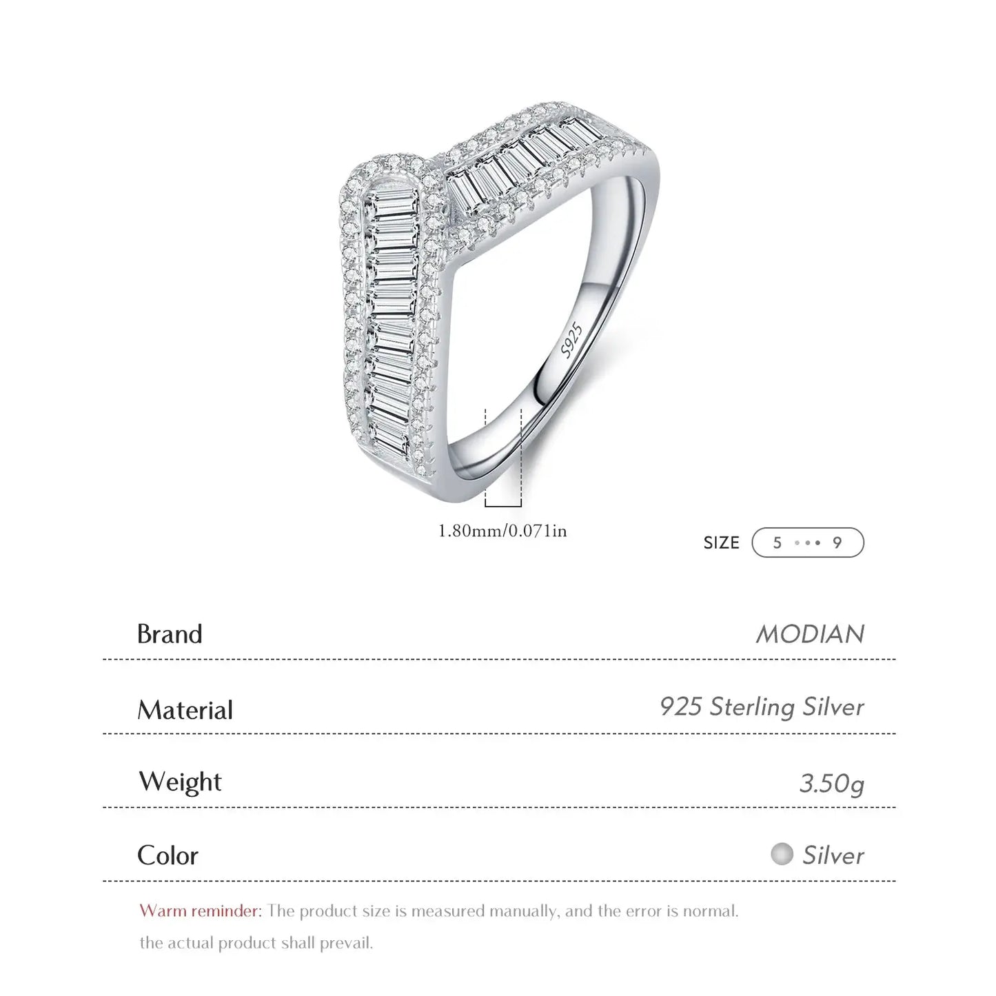 MODIAN 925 Sterling Silver Sparkling Arrow Pave Setting CZ Eternity Band Rings For Women Wedding Engagement Statement Jewelry by All Mart Bristol Ltd