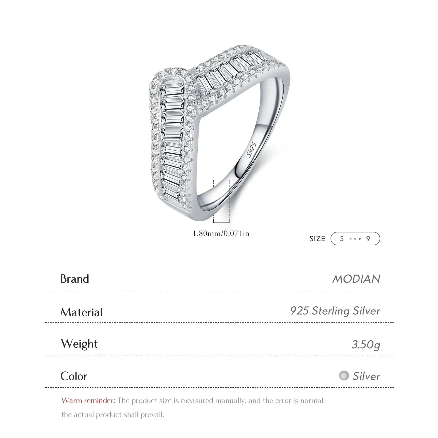 MODIAN 925 Sterling Silver Sparkling Arrow Pave Setting CZ Eternity Band Rings For Women Wedding Engagement Statement Jewelry by All Mart Bristol Ltd