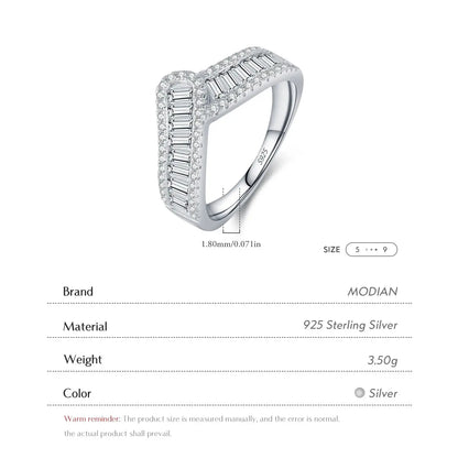 MODIAN 925 Sterling Silver Sparkling Arrow Pave Setting CZ Eternity Band Rings For Women Wedding Engagement Statement Jewelry by All Mart Bristol Ltd