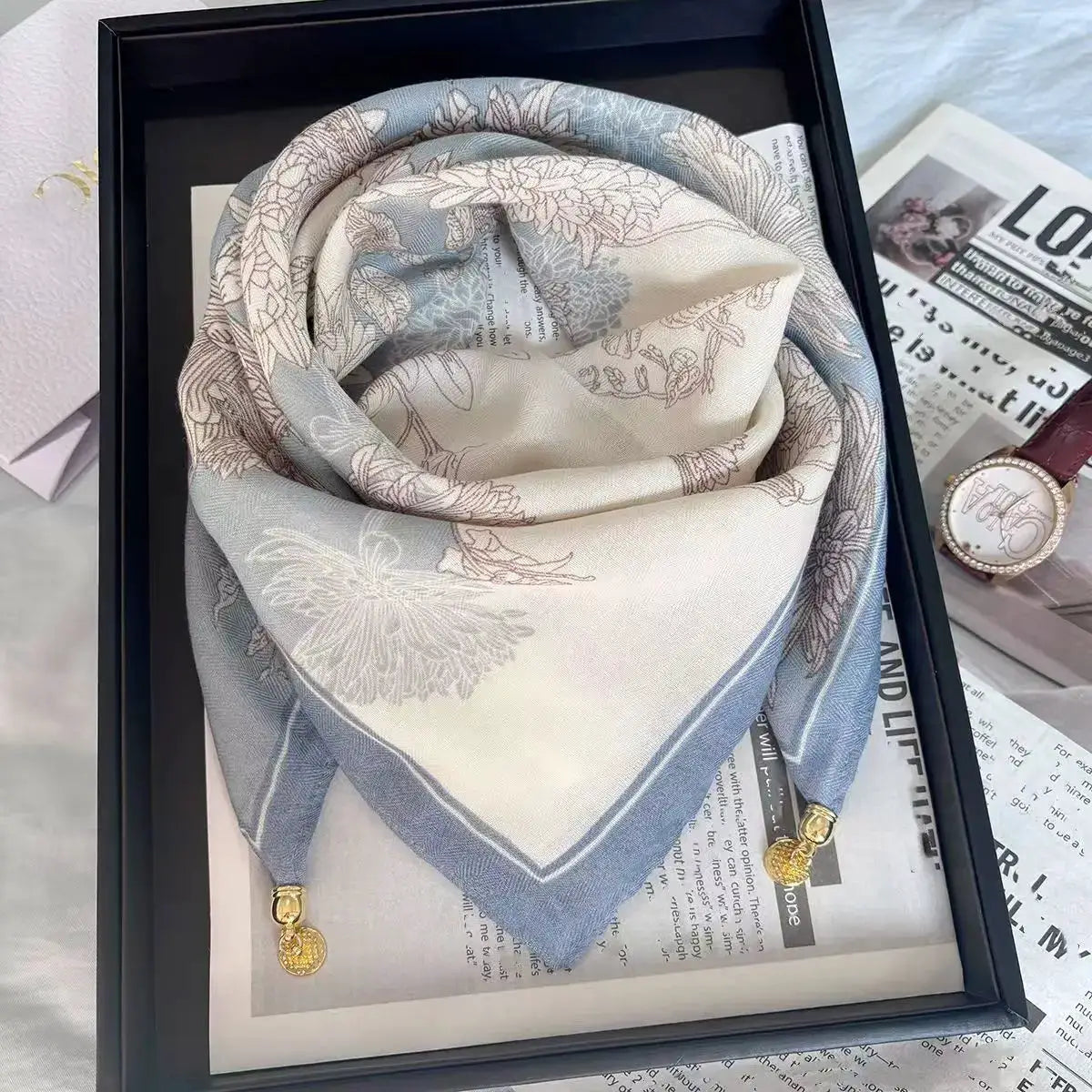 New magnetic buckle scarf for women, square scarf, lazy pendant, ins scarf, scarf, neck decoration, fashionable and versatile by All Mart Bristol Ltd