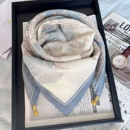New magnetic buckle scarf for women, square scarf, lazy pendant, ins scarf, scarf, neck decoration, fashionable and versatile by All Mart Bristol Ltd