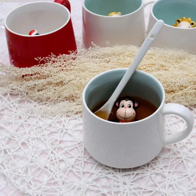 400ML Ceramic Mugs Creative Cute Cartoon Stereo Animal Milk Coffee Cups Couple Cups of Household Drinking Water Supplies by All Mart Bristol Ltd