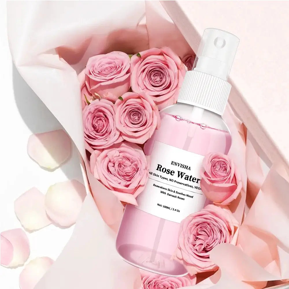 ENVISHA Rose Water For Face Facial Toner Organic Rose Petals Essence Moisturizing Serum Refresh Elastic Shrink Pores Skin Care by All Mart Bristol Ltd