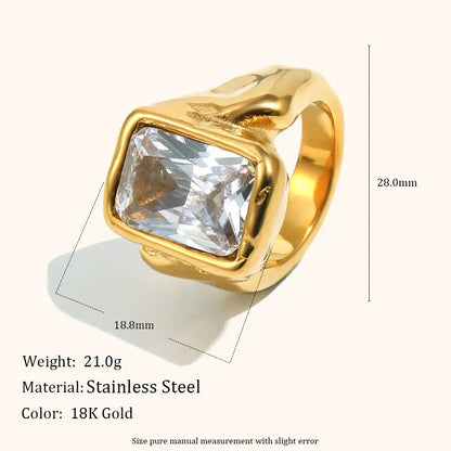 La. Muses Luxury Shiny Round Zircon Irregular Stainless Steel Women's Ring PVD Gold Plated Fashion Jewelry Accessories by All Mart Bristol Ltd