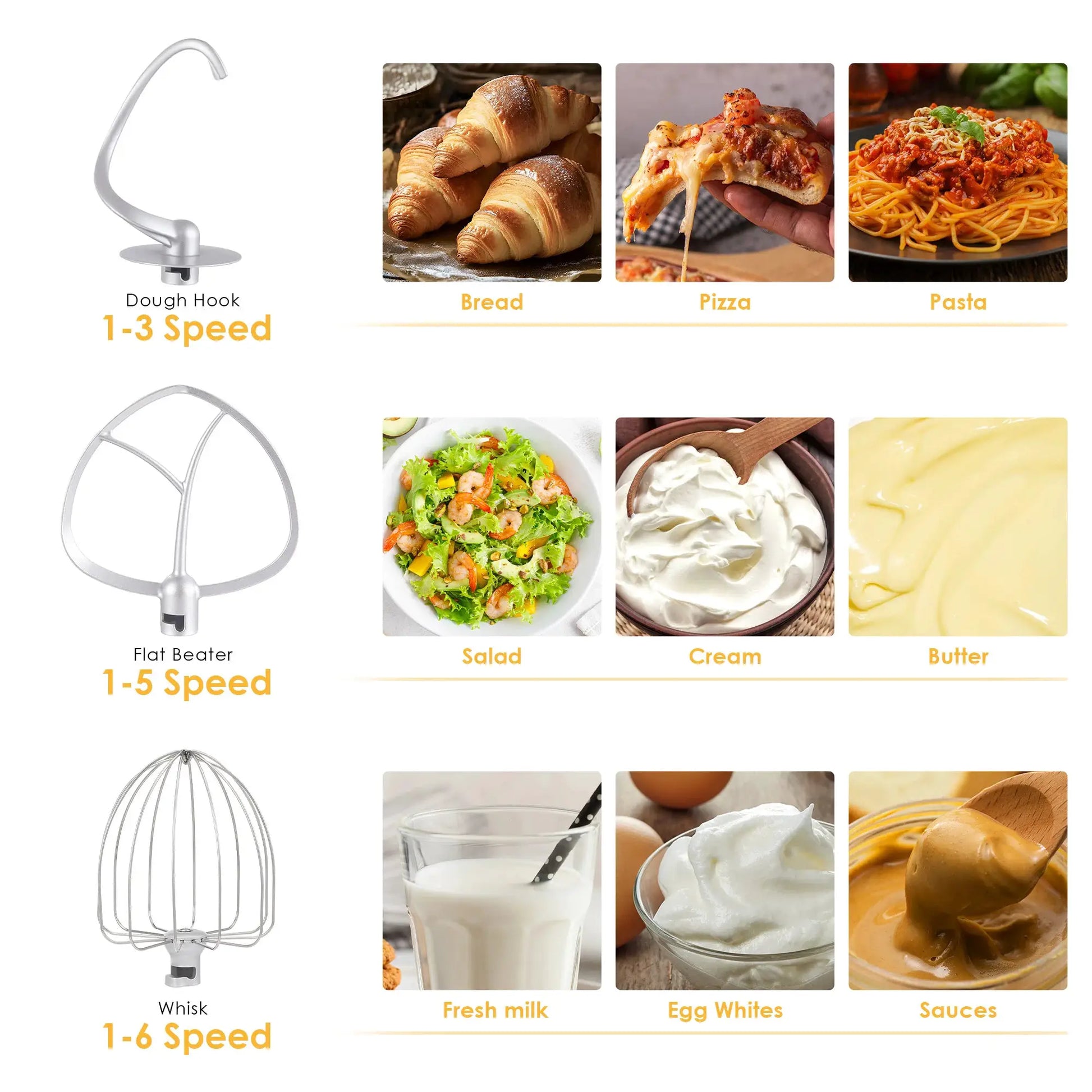 BioloMix Kitchen Food Stand Mixer, Blender, Quiet Motor, Cream Egg Whisk, Whip Dough Kneader, 6-Speed, 1200 W, 6 L, DC by All Mart Bristol Ltd