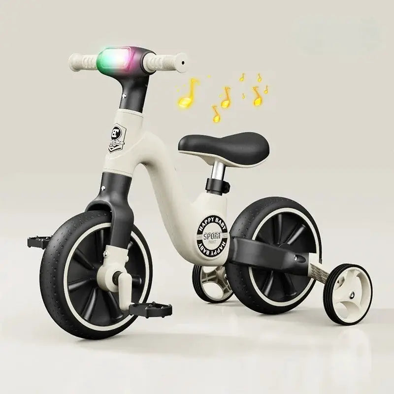 2-in-1 Children's Balance Bike Three Wheeled Multifunctional Pedals with Music Lighting Baby Walker Indoor and Outdoor Toys by All Mart Bristol Ltd