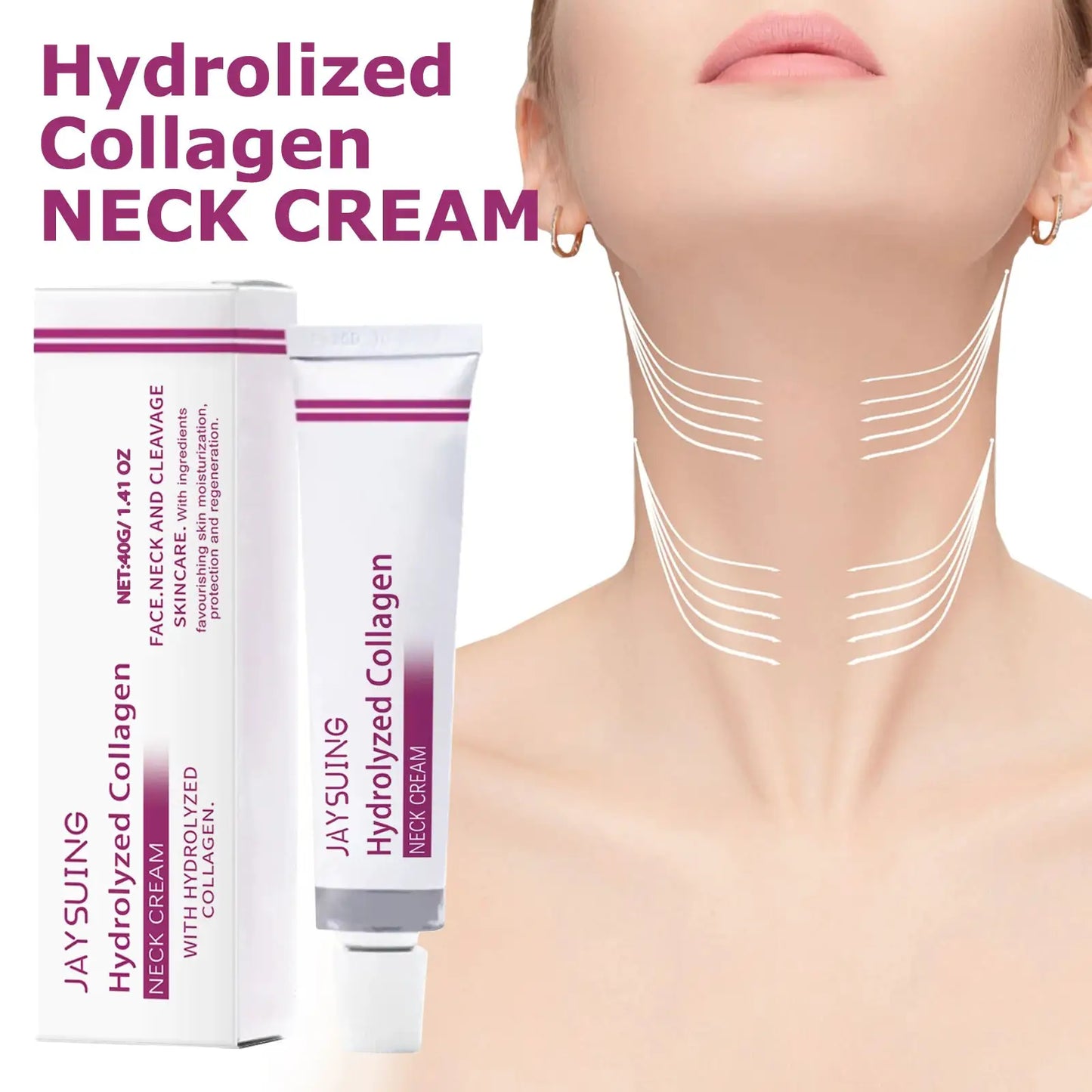Hydrolyzed Collagen Neck Cream Eliminate Neck Fine Lines Firming Lifting Neck Remove Double Chin Rejuvenation Cream SkinCare by All Mart Bristol Ltd
