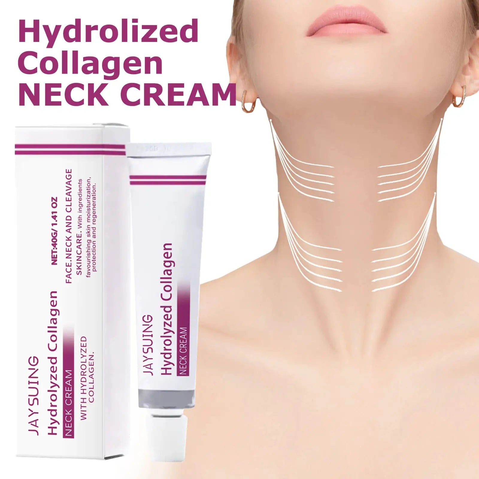 Hydrolyzed Collagen Neck Cream Eliminate Neck Fine Lines Firming Lifting Neck Remove Double Chin Rejuvenation Cream SkinCare by All Mart Bristol Ltd