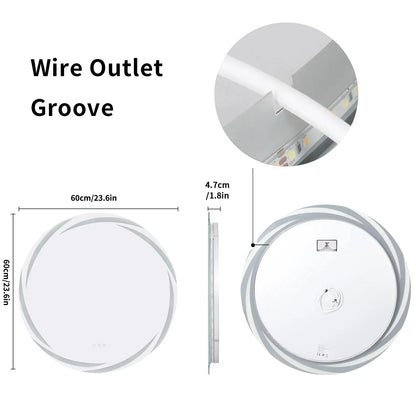 Anti-fog LED Bathroom Mirror Circle Backlit HD Wall Mounted Vanity Mirror Shatterproof 3 Colors Lights Adjust by All Mart Bristol Ltd