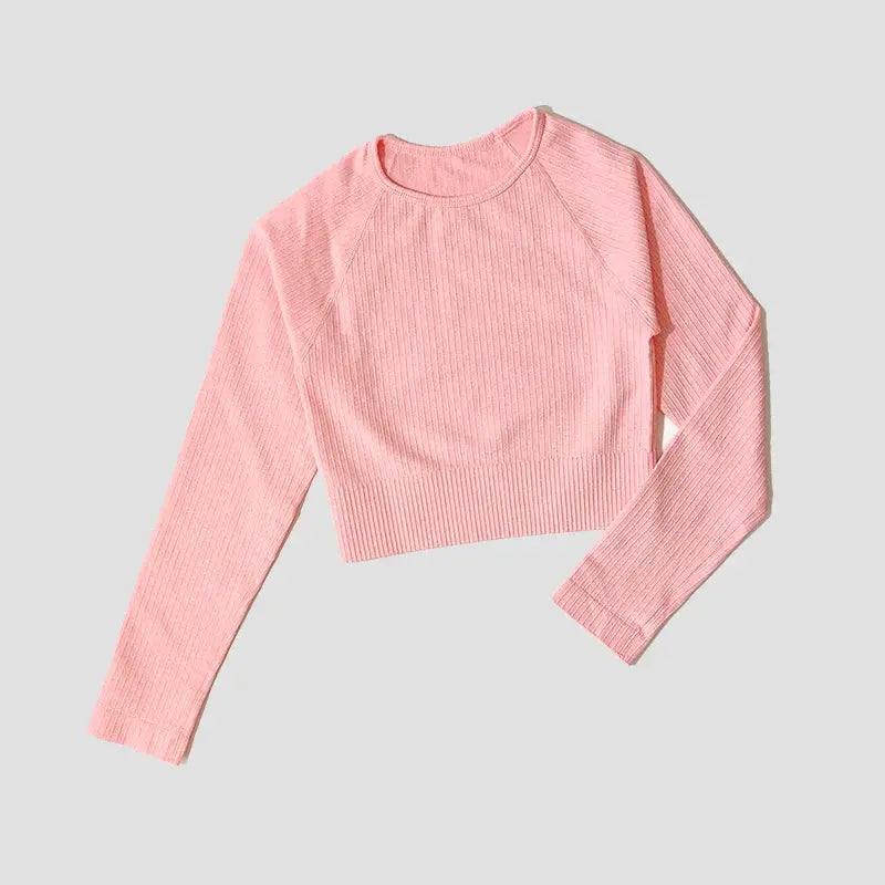 Yoga Sports Crop Top Long Sleeve Gym Women's Seamless T-shirt Fitness Woman Sport T-shirt Workout Tops For Women's Sportswear by All Mart Bristol Ltd