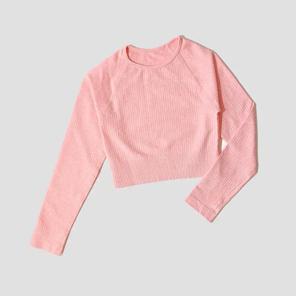 Yoga Sports Crop Top Long Sleeve Gym Women's Seamless T-shirt Fitness Woman Sport T-shirt Workout Tops For Women's Sportswear by All Mart Bristol Ltd