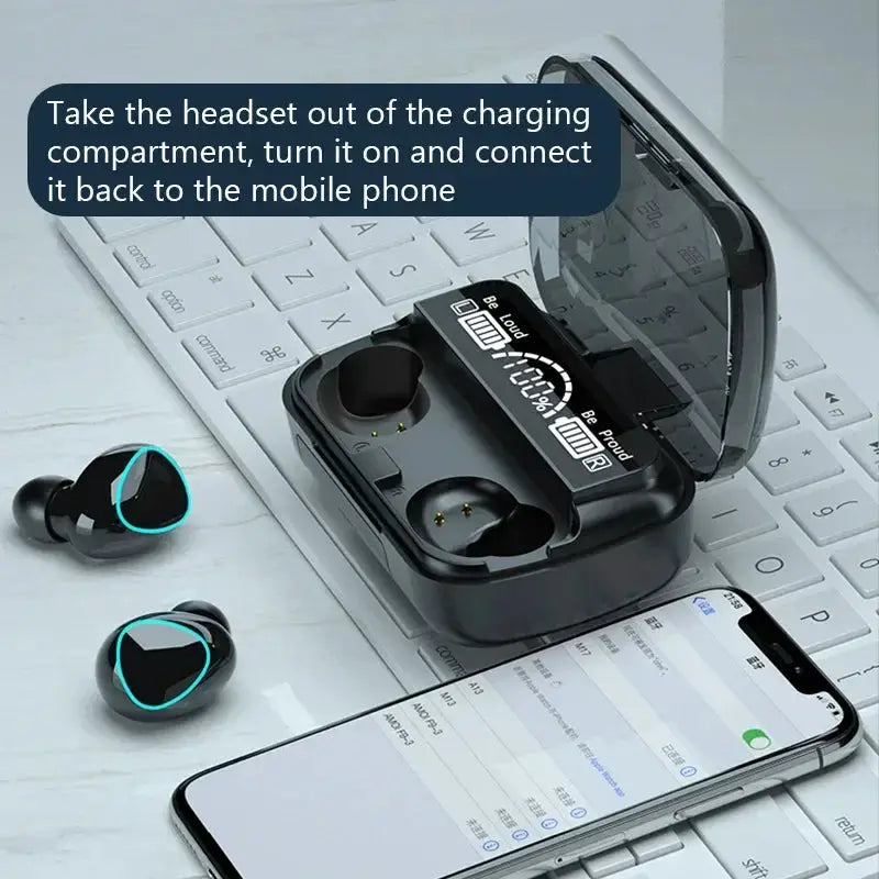 M10 TWS Fone Bluetooth Headphones with Mic Earbuds Charger Box Wireless Earphones LED Display Wireless Bluetooth Headset by All Mart Bristol Ltd