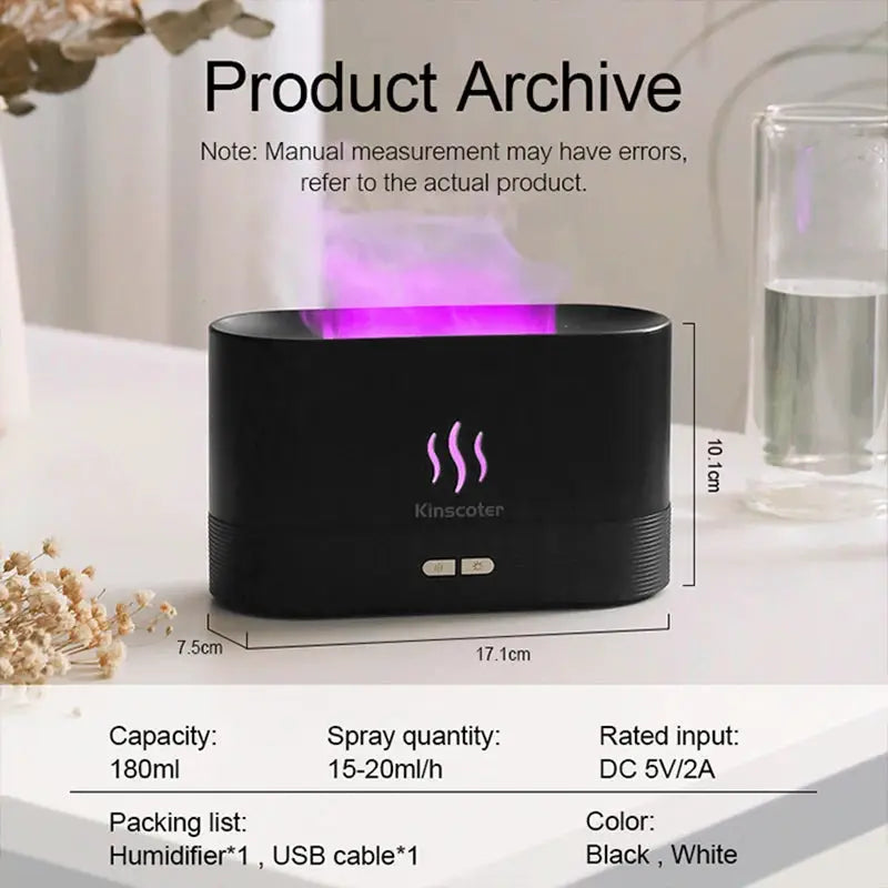 Kinscoter Aroma Diffuser Air Humidifier Ultrasonic Cool Mist Maker Fogger Led Essential Oil Flame Lamp Difusor by All Mart Bristol Ltd