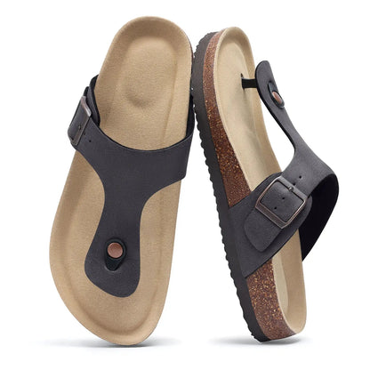 Smile Pop Men's Suede Shoes With Adjustable Back Strap Leather Mules With Cork Flip-Flop Slippers Insoles Slip-On Potato Shoes by All Mart Bristol Ltd