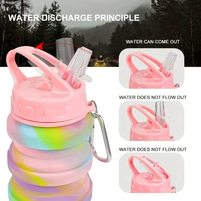 Silicone Foldable Water Bottle for Sports Leakproof BPA Free Water Bottle with Carabiner Collapsible Cycling Water Bottle by All Mart Bristol Ltd