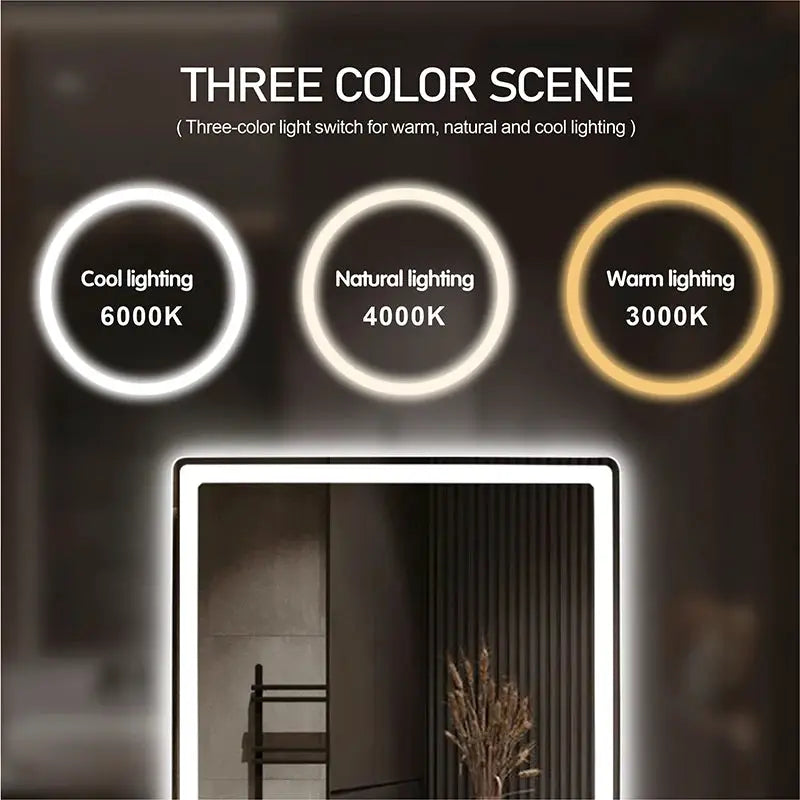 Rectangular Smart Beauty Makeup Bathroom Mirror With 3 Color Light Defogging Touch Button Vantiy Wall Hanging Bathroom Mirrors by All Mart Bristol Ltd