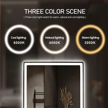 Rectangular Smart Beauty Makeup Bathroom Mirror With 3 Color Light Defogging Touch Button Vantiy Wall Hanging Bathroom Mirrors by All Mart Bristol Ltd
