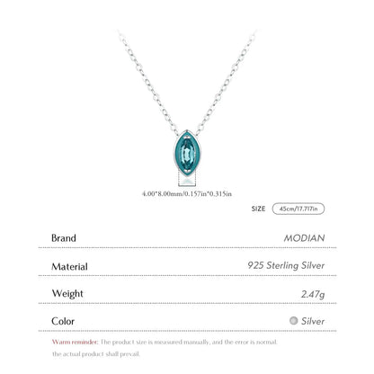 MODIAN 925 Sterling Silver Fashion Mint Green Enamel Pendant Necklace Eye Shape Zircon Link Chain For Women Fine Jewelry Gifts by All Mart Bristol Ltd