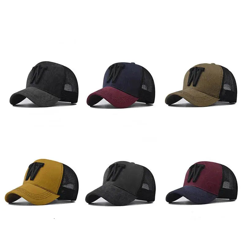 Fashion New Women Men Mesh Baseball Cap Male Lady Breathable W Embroidery Snapback Hats Unisex Trucker Hats Cap For Women Men by All Mart Bristol Ltd