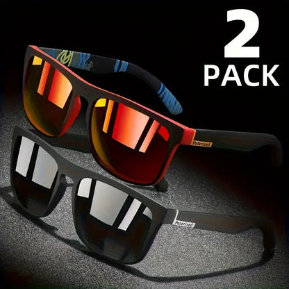 2pcs Square Polarized Sunglasses Anti Glare Sun Shades For Summer Party Vacation Travel Driving Fishing by All Mart Bristol Ltd