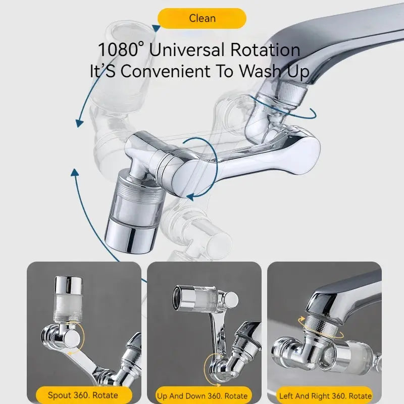 1080° Rotating Water Purification Filter Plastic Faucet Mechanical Arm Spray Head Kitchen Washbasin Extension Tap Aerator Univer by All Mart Bristol Ltd