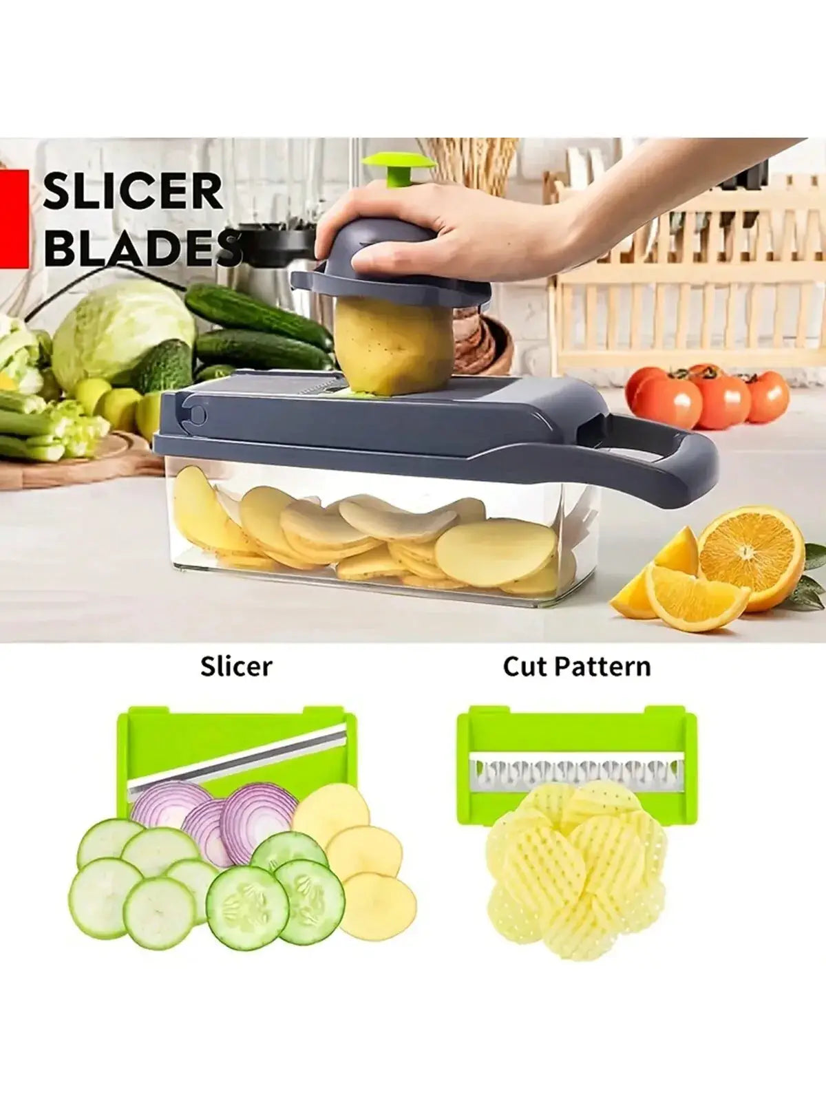 Multifunctional Vegetable Chopper and Food Slicer with Container by All Mart Bristol Ltd