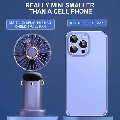 2024 New 1800mAh Portable Fan Rechargeable 90° Foldable Fan Mini Air Conditioner Small Fan Air Cooler with LED Digital Display by All Mart Bristol Ltd