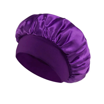 Women Satin Bonnet Hair Bonnet for Sleeping Hair Care Silk Bonnets Solid Wide-brimmed Sleeping Hat with Elastic Soft Band by All Mart Bristol Ltd