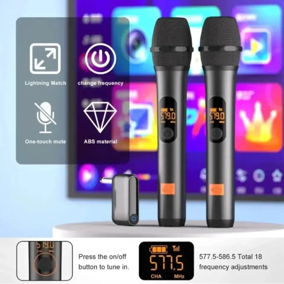 Professional 2 Channel For JBL PartyBox DJ UHF digital Wireless Handheld Microphone System with rechargeable TWO microphone by All Mart Bristol Ltd