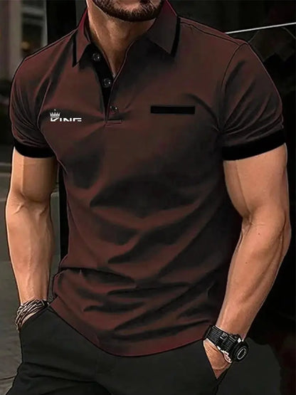 Men's Polo Shirt Golf Shirt Casual Sports Lapel Short Sleeve Fashion Basic Color Block Patchwork Summer Regular Fit Polo Shirt by All Mart Bristol Ltd
