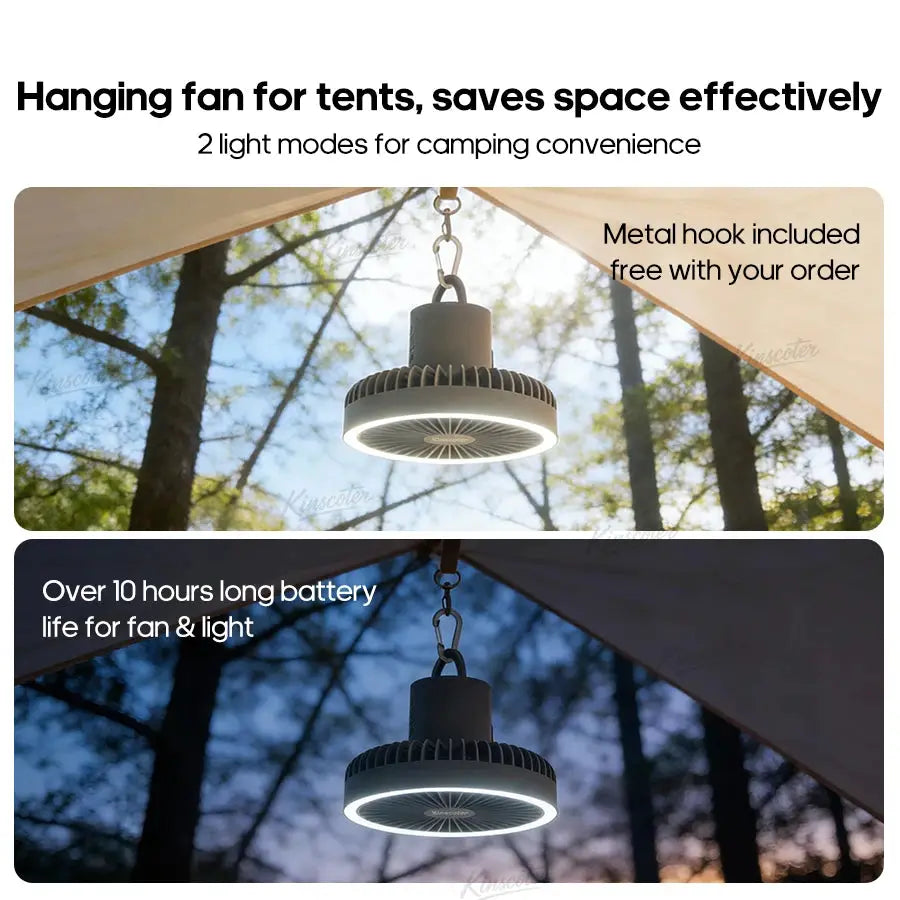 10000mAh 4000mAh Camping Fan Rechargeable Desktop Portable Circulator Wireless Ceiling Electric Fan with Power Bank LED Lighting by All Mart Bristol Ltd