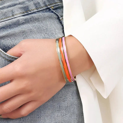 CARLIDANA Luxury Colorful Orange Enamel Bangles Bracelets for Women Party Gift Fashion Bangles Original Stainless Steel Jewelry by All Mart Bristol Ltd