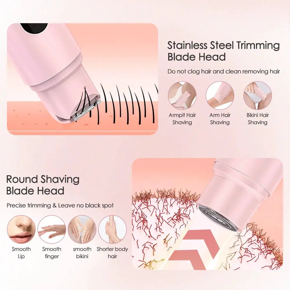 Electric Shaver for Women Waterproof Wet Dry Hair Razors 2 in 1 Double Head Dual Bikini Hair Trimmer Detachable Head Shaver by All Mart Bristol Ltd