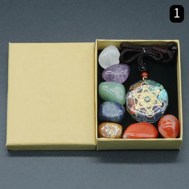 Orgone Pendant Kit 7 Chakra Healing Crystals Stones Metatron Cube Merkaba Orgonite Energy Generator Necklace Spiritual Enhance by All Mart Bristol Ltd