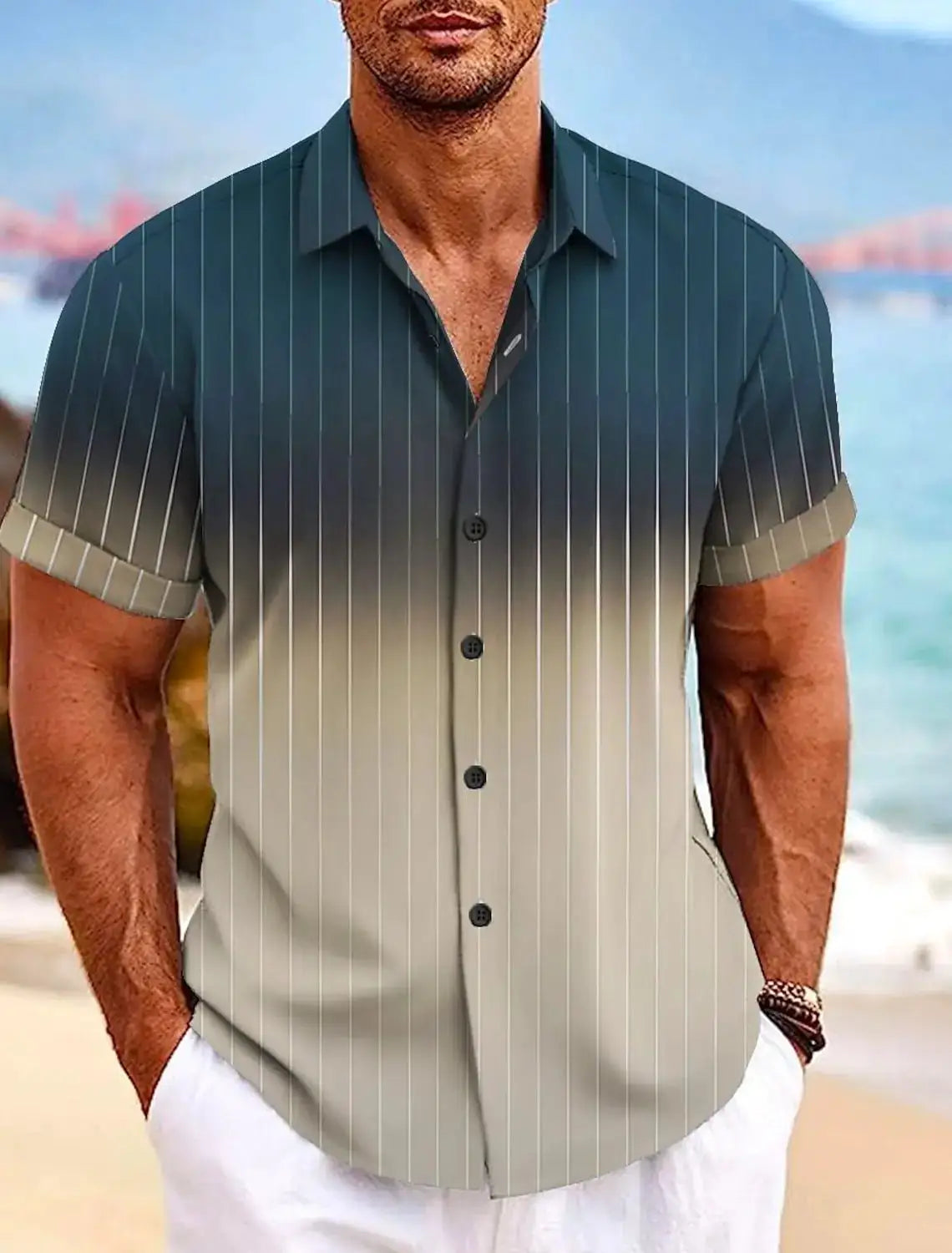 Men's Shirt Gradient Graphic Turndown colorful Outdoor Street Short Sleeves Print Clothing Apparel Fashion Designer Casual by All Mart Bristol Ltd