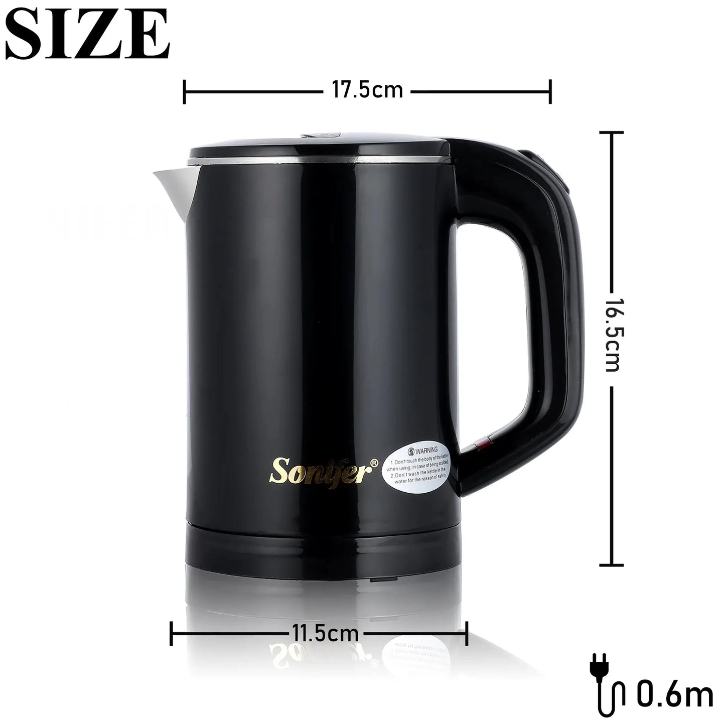 Sonifer 0.6L Portable Stainless Steel Travel Electric Kettle by All Mart Bristol Ltd