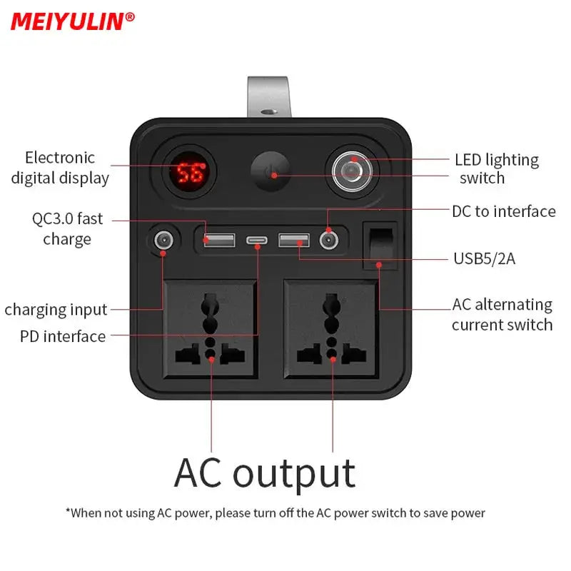 90000mAh Solar Generator LiFePO4 Power Supply Station 300W Portable Auxiliary Battery Power Bank USB C PD DC for Outdoor Camping by All Mart Bristol Ltd