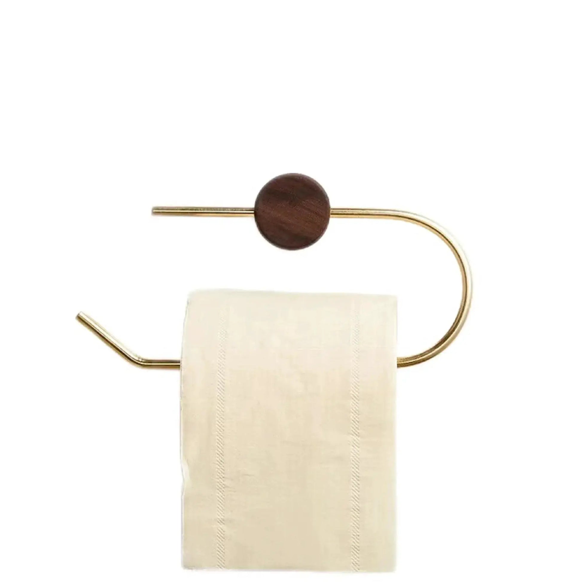 Wood Toilet Paper Holder No Drill Kitchen Storage Brass Towel Hanger Bathroom Accessories Self-Adhesive Wall Mounted Tissue Rack by All Mart Bristol Ltd