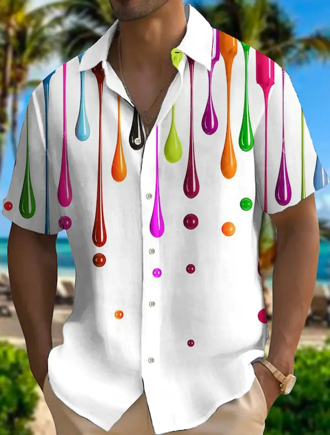 Men's Shirt Gradient GraphicTurndown colorful Rainbow Outdoor Street Short Sleeve Print Clothing Apparel Fashion Designer Casual by All Mart Bristol Ltd