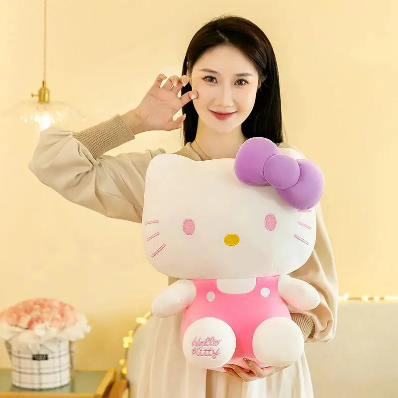22CM Classic Cartoon Vest Kitty Cat Doll Plush Toy Cartoon Anime Sanrio Head Bow Hello KT Doll For Girls Birthday Gift Plush Toy by All Mart Bristol Ltd