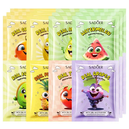 8pcs SADOER Fresh Fruits Face Mask Facial skincare Moisturizing Brightening Firming Hydrating Facial Masks for Face Skin Care by All Mart Bristol Ltd