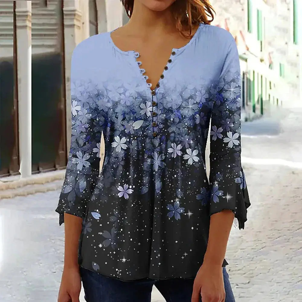Women'S V-Neck Button-Down T-Shirt Street Trend Top Fashion V-Neck Clothing Printed Women'S T-Shirt Casual Everything T-Shirt by All Mart Bristol Ltd