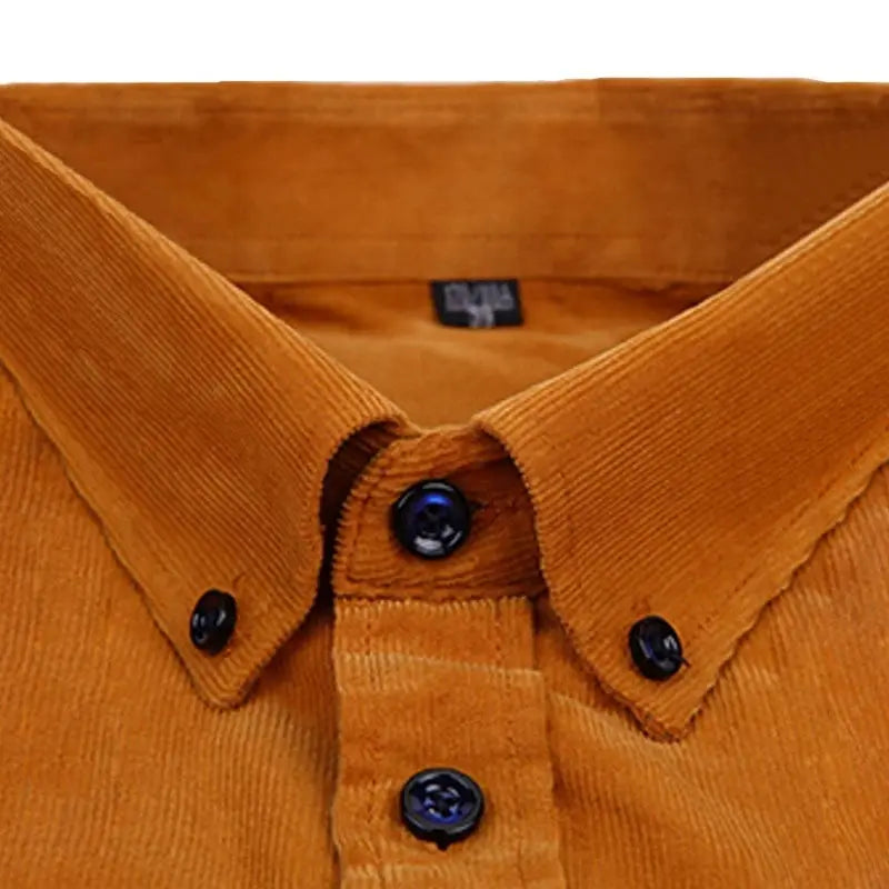 Oversize Corduroy Shirt For Men's Clothing Casual Long Sleeve Shirts Male Cotton Comfortable Soft Button-down Collar Brown Shirt by All Mart Bristol Ltd