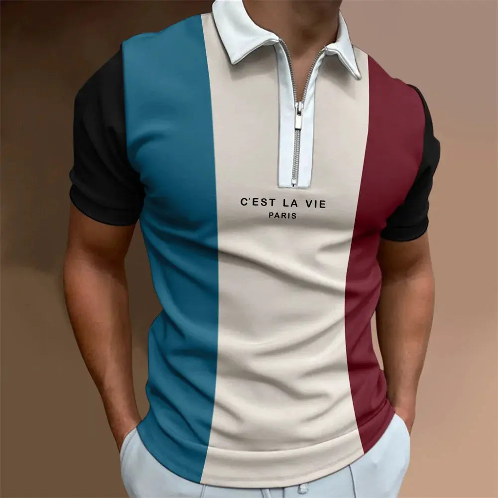 Men's Tops Polo Golf Men's King Print T Shirt High Quality Turndown Short Sleeve Zipper Pullover Original Golf Wear Men Clothing by All Mart Bristol Ltd