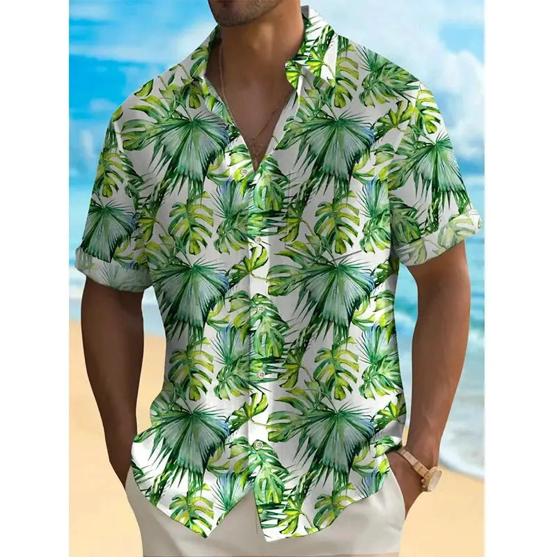2024 Hawaiian Beach Holiday Men's Shirts Street Casual Daily Lapel Short Sleeve T-shirt Y2k Tops Male Oversized Clothing Buttons by All Mart Bristol Ltd