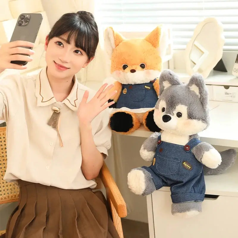 50cm New Kawaii Running Fox Wolf Plush Toys Cartoon Stuffed Animal Lovely Soft Cuddly Baby Plushie Doll Toy for Girls Gift Decor by All Mart Bristol Ltd