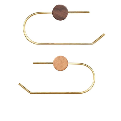 Wood Toilet Paper Holder No Drill Kitchen Storage Brass Towel Hanger Bathroom Accessories Self-Adhesive Wall Mounted Tissue Rack by All Mart Bristol Ltd