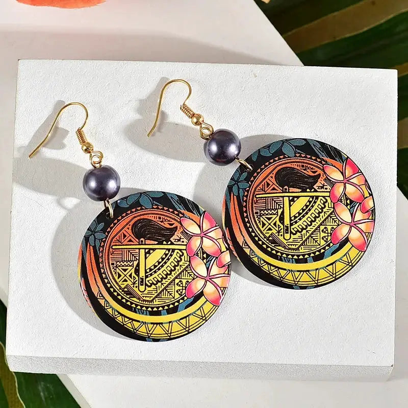 Hawaiian Acrylic Australia Designer Earrings Earring Accessories African Polynesian Jewelry Earring Women's Earrings for Women by All Mart Bristol Ltd
