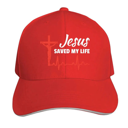 Jesus Saved My Life Hat Christian Baseball Cap Washed Cotton Denim Dad Hat for Men Women by All Mart Bristol Ltd