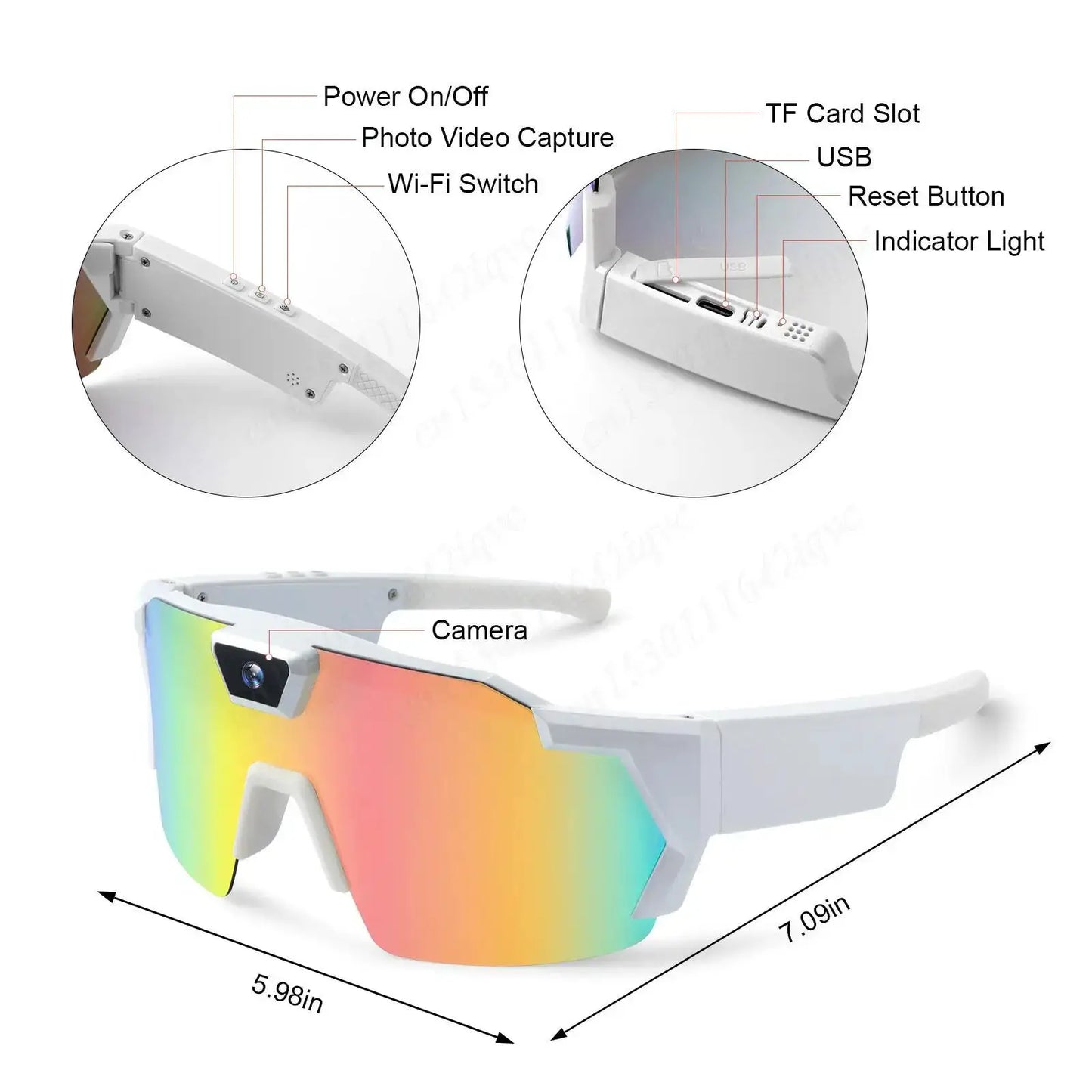 4K HD 1080P POV Sports Glasses with Camera 16GB Action Sunglasses Video Recording Glasses for Outdoor Activity Cycling Hiking by All Mart Bristol Ltd